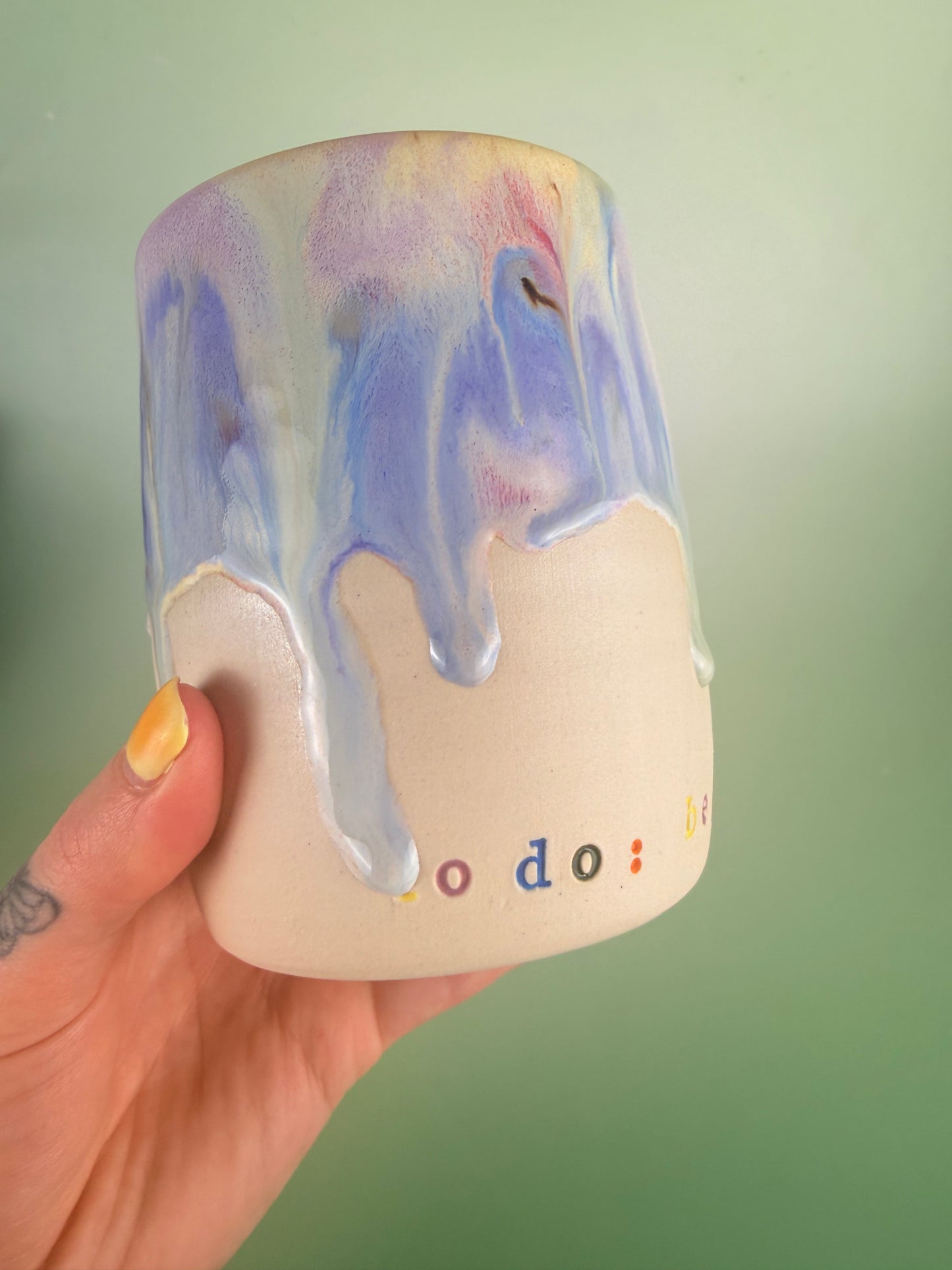 Pastel drippy cup “to do: be happy” discounted