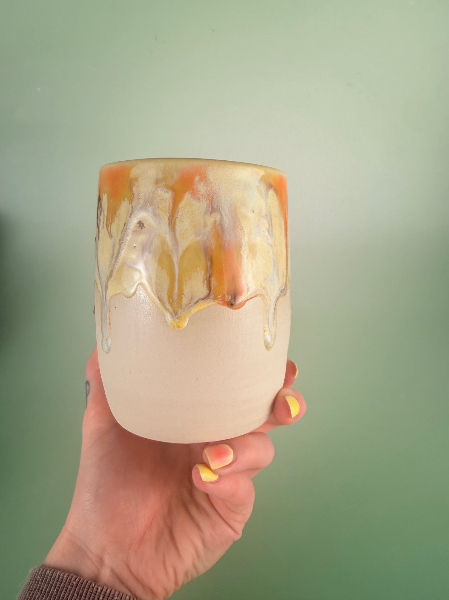 Yellow drippy “to do: be happy”