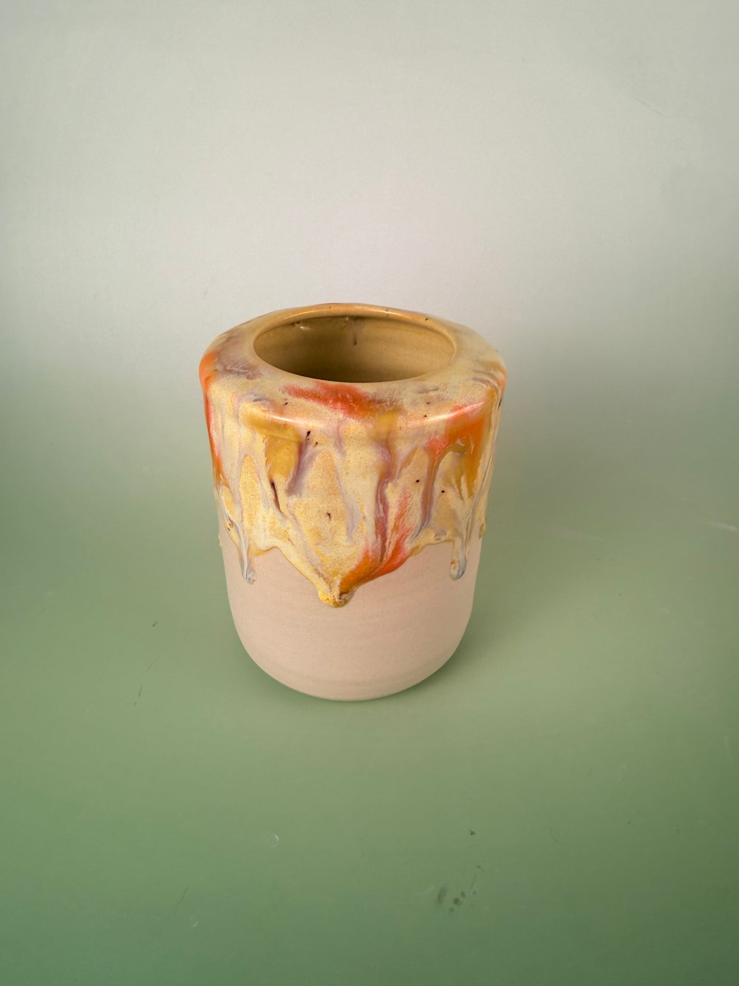 Yellow drippy travel cup