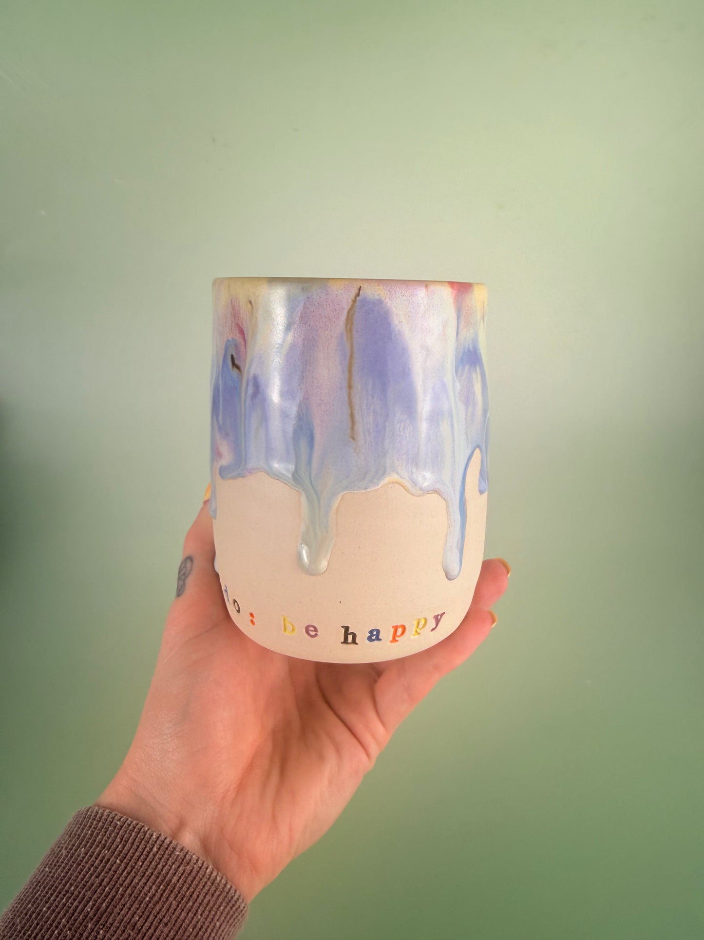 Pastel drippy cup “to do: be happy” discounted